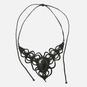 Black Onyx Necklace: Concentration - Black Thread Designed - Love Rocks